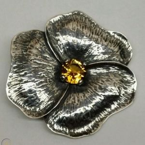 Sterling silver citrine brooch with choker